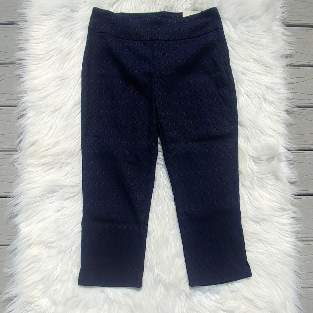 Cato Contemporary Navy-Blue Diamond Pattern Capri Pants